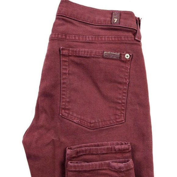 7 For All Mankind Womens 27 Red The Skinny Jeans - Picture 1 of 7